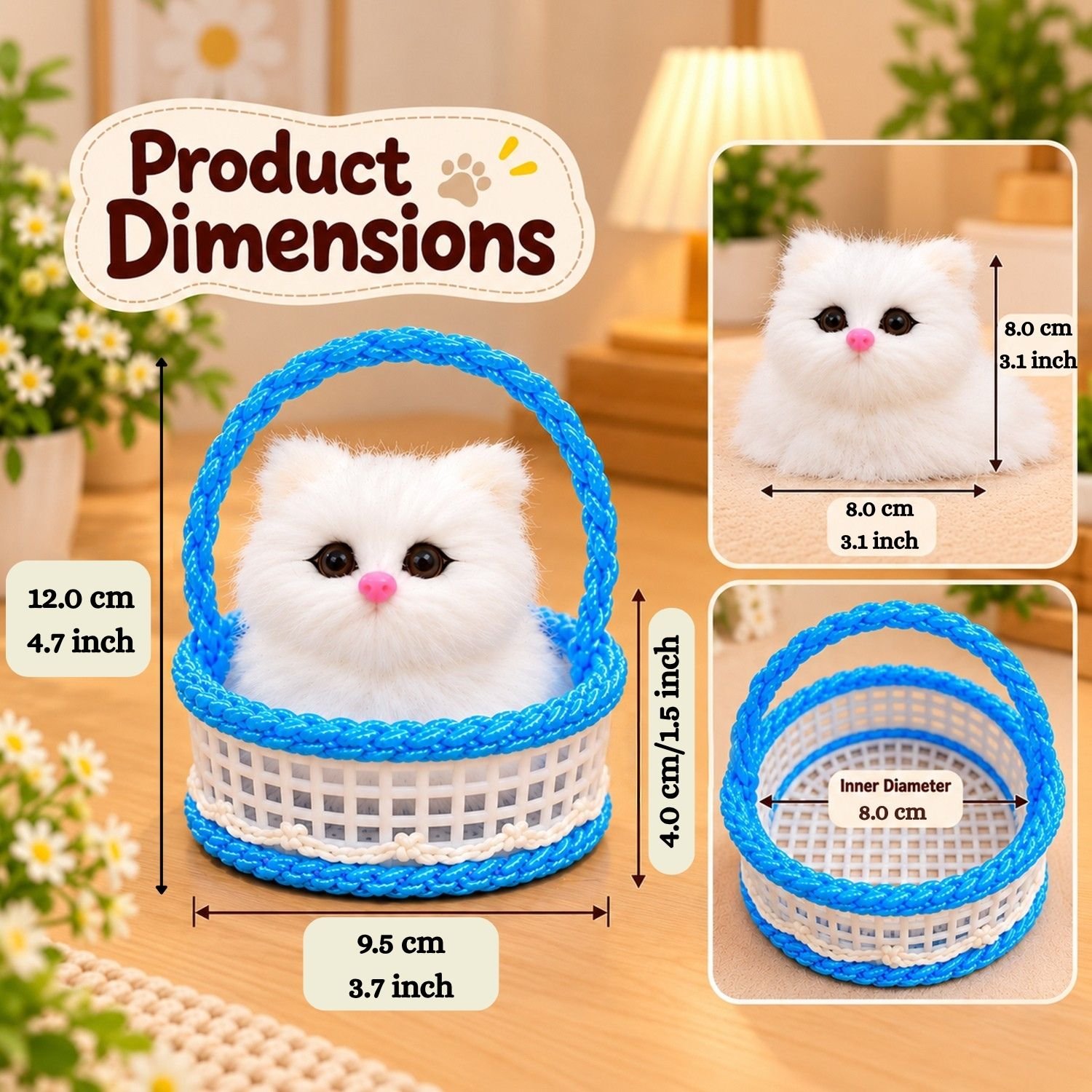 ascension Pack of 2 Cute Cat for Car Dashboard with Basket Soft Toys for Room, Home & Pet Decor Kids Good Gifts Car Dashboard Toys Showpiece Car Accessories Interior Dashboard Décor (Random Color) - Image 5